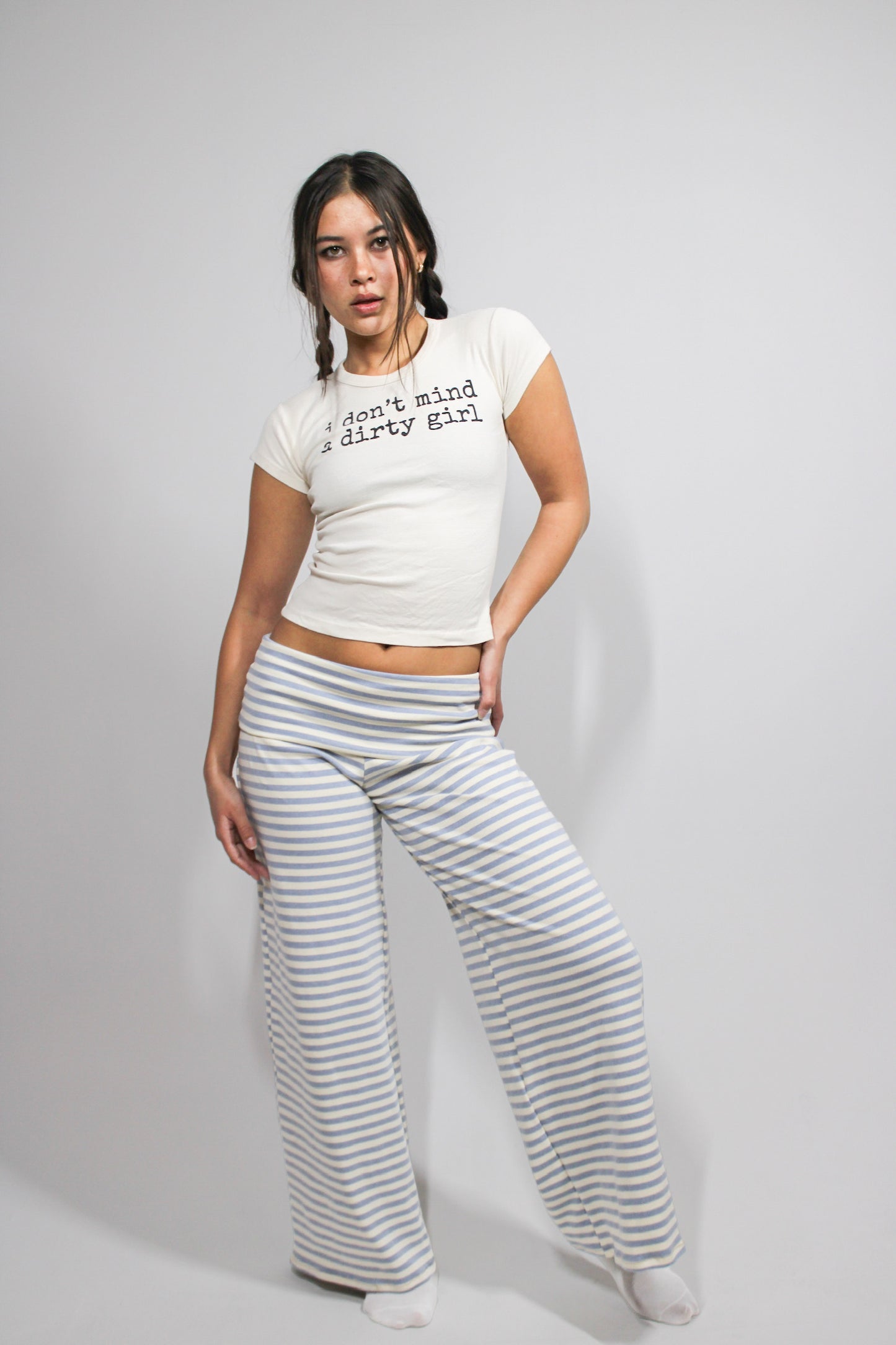 blue rib knit pants
